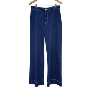 Avec Les Filles Anthropologie Wide Leg Jeans Dark Wash Contrast Stitch size 29
